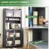 ARMERI Kitchen Pantry Cabinet, Freestanding Microwave Cabinet with Double Doors and Transparent Acrylic Windows, Buffet Hutch for Living or Dining Room, 176 × 116 cm (69.4 × 46 in) view 4