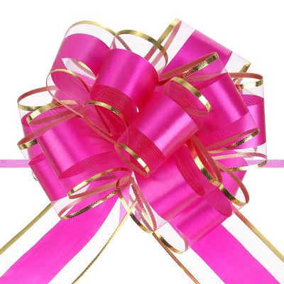 Sourcing Map 10-Pack Large Gift Bows, 15 cm, Rose Red