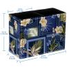 VAPOKF Square Pen Holder with Floral Design, Blue Background, 2 Compartments view 4