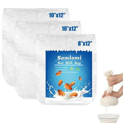 Samlomi Nut Milk Bags, 8 x 12 in and 2 x 10 x 12 in