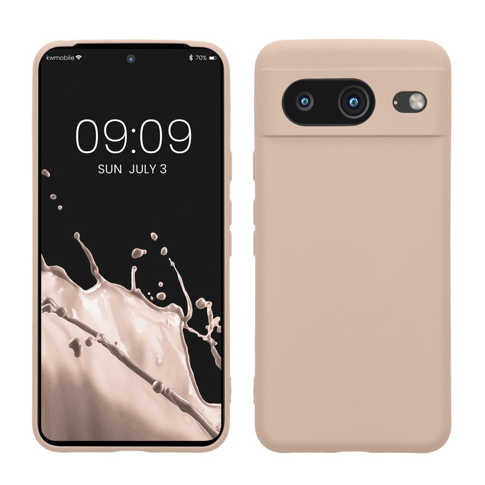 kwmobile Slim Case Compatible with Google Pixel 8, Silicone Phone Case, Coconut Swirl