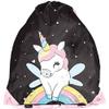 Kids' Drawstring Gym Bag 36 x 32 cm - Unicorn - Black/Multicolor view 1