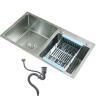 DECORN Double-Bowl Stainless Steel Kitchen Sink with Strainers and Drain Set, 82 x 45 cm view 1