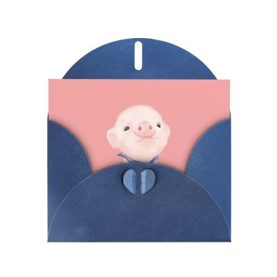 Pink Pig Blank Greeting Cards with Envelopes