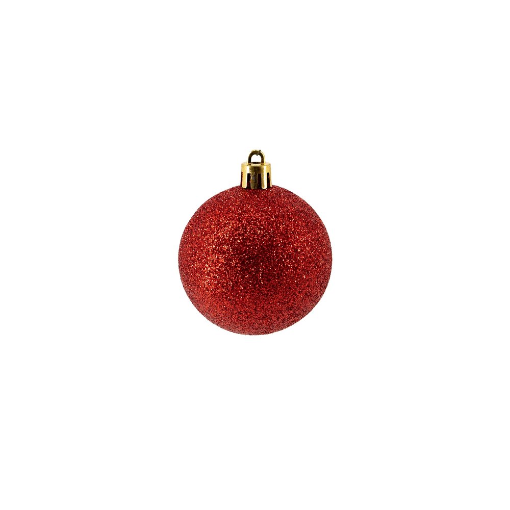 Red Plastic Christmas Ornaments, 34-Piece Set, 6 cm