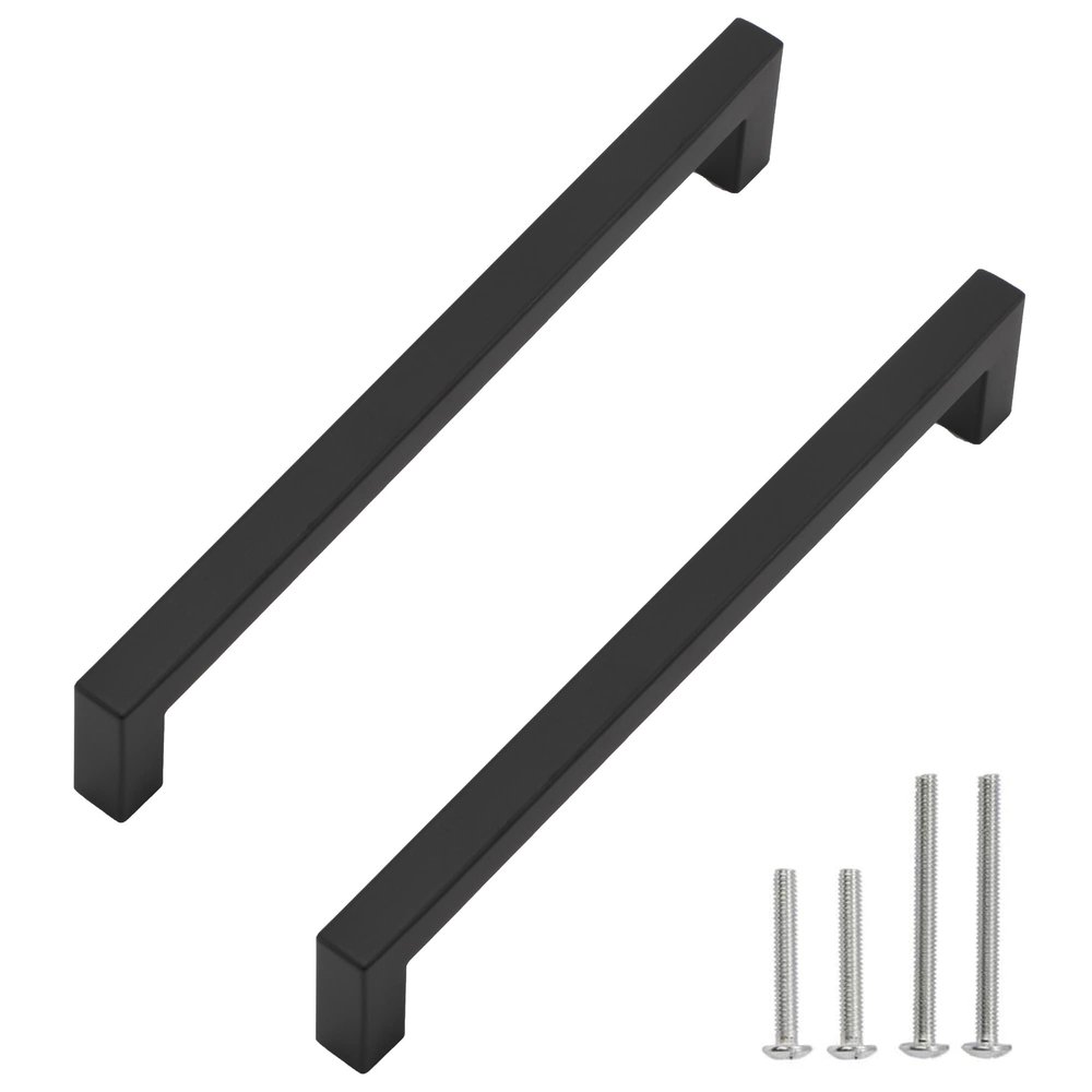Redunest 50-Pack Matte Black Cabinet Handles, 224 mm Hole Center Spacing