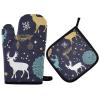 Christmas Reindeer Snowflake Oven Mitt and Pot Holder Set view 1