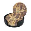 Set of 6 Vintage Aloha Tiki Leather Coasters view 2