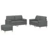 vidaXL 3-Piece Sofa Set with Cushions and Footstool, Dark Gray Fabric view 1