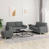vidaXL 3-Piece Sofa Set with Cushions and Footstool, Dark Gray Fabric view 2