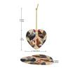 Ceramic Christmas Heart Ornament with Rooster and Chicken Print view 4
