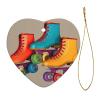 Personalized Ceramic Christmas Heart Ornament with Retro Roller Skates view 2