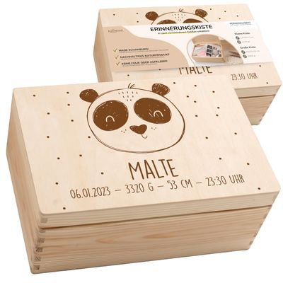 KIDSMOOD Personalized Wooden Baby Keepsake Box with Lid