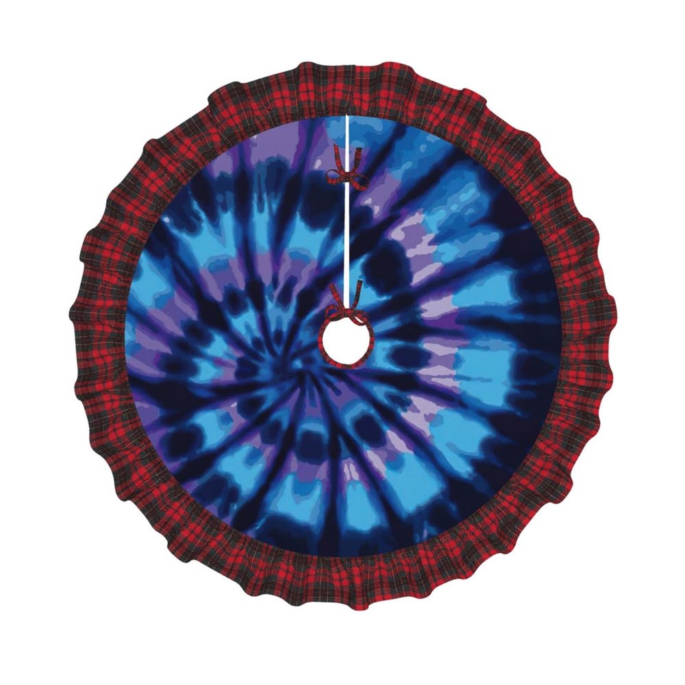 Rustic Batik Jute Plaid Christmas Tree Skirt