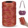 LEREATI Macrame Cord 1 mm x 230 m, Polyester Cotton Yarn for Handbags, Shoulder Bags, Crochet Bags and Knitwear (Red-Yellow) view 1