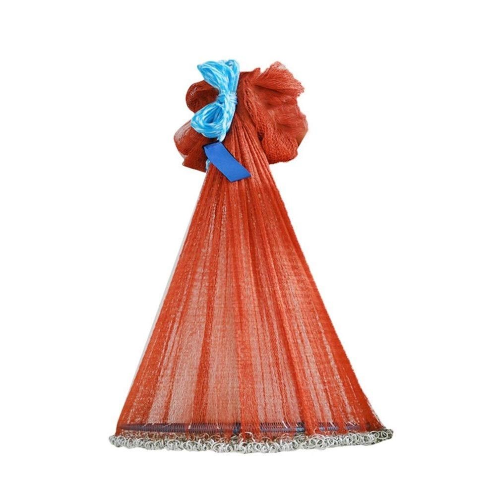 Hand-Thrown Fishing Cast Net with Iron Chain, Large Frisbee Style, 10 ft, 600 Type