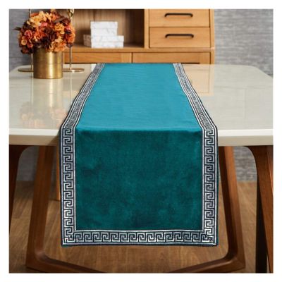 TIYGHI Geometric Table Runner, Modern Bed Runner, Rectangular Dining Decor for Weddings, Parties, Home Office, Teal, 33 x 183 cm