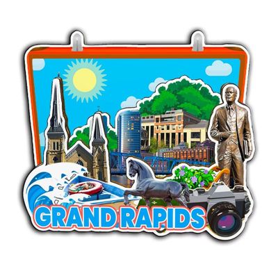 Grand Rapids Michigan USA 3D Wooden Landmark Fridge Magnet