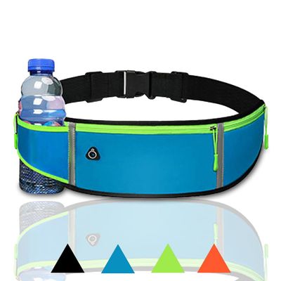MOANATURA Running Belt for Women and Men with Bottle Holder, Waterproof, Blue