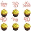 Happy 40th Birthday Rose Gold Glitter Cupcake Toppers, 30-Piece Set view 1