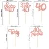 Happy 40th Birthday Rose Gold Glitter Cupcake Toppers, 30-Piece Set view 2