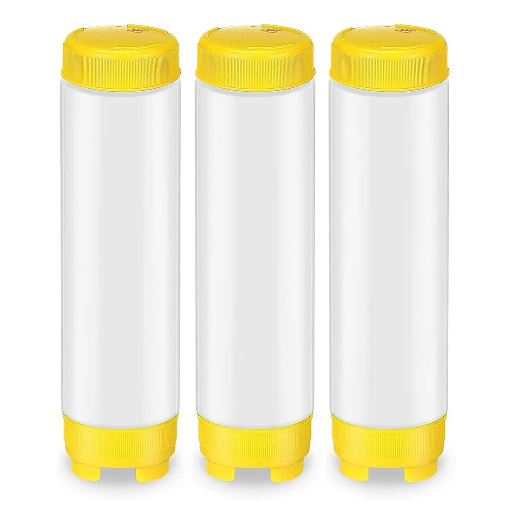 DKSooozs Plastic Squeeze Bottle, 473 mL, Refillable Valve Dispenser for Sauces and Ketchup