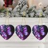 Purple Butterfly Ceramic Heart Christmas Ornament view 1