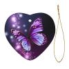 Purple Butterfly Ceramic Heart Christmas Ornament view 2