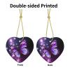 Purple Butterfly Ceramic Heart Christmas Ornament view 3