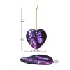 Purple Butterfly Ceramic Heart Christmas Ornament view 4