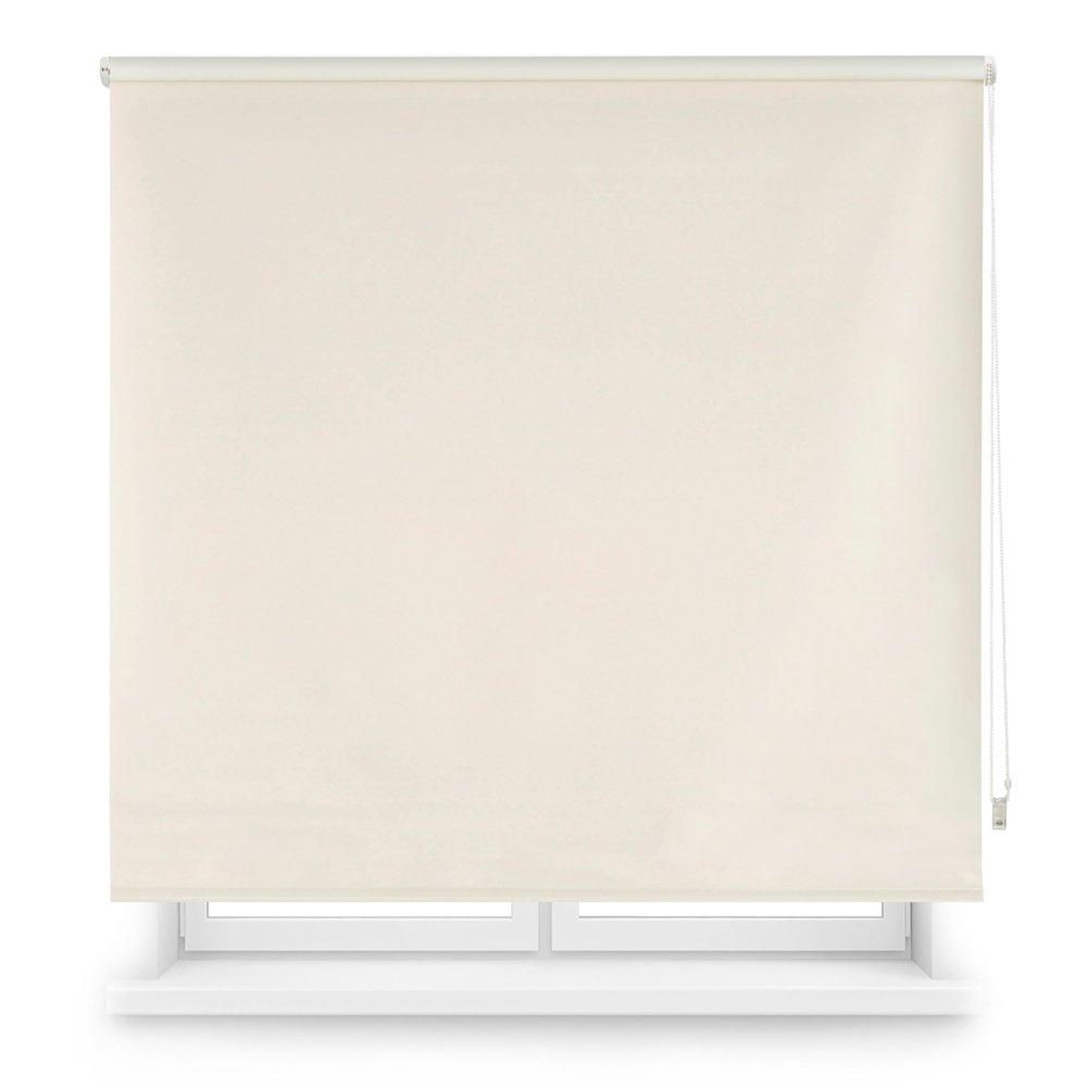 Blindecor Blackout Roller Blind, Made-to-Measure, Beige, 130 x 175 cm
