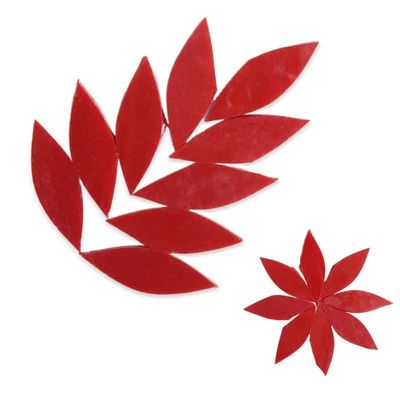 Mosaic Tiles 80 g/2.82 oz, 32 pcs/24 pcs, Leaf-Shaped, Wine Red