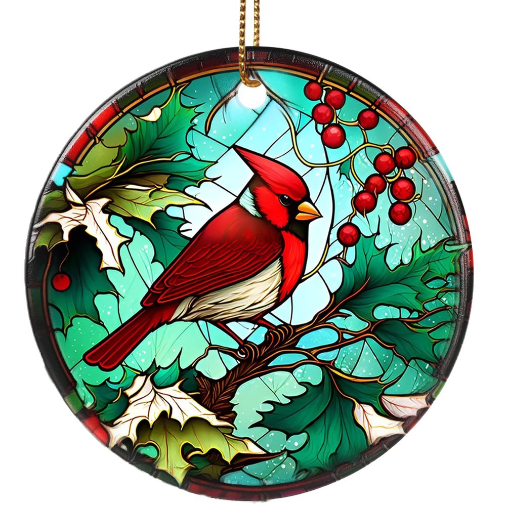 Jocidea Cardinal Ceramic Christmas Ornament, 7.1 cm