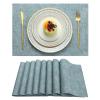 LQICAI Placemat Set, Washable, Heat-Resistant PVC Woven Dining Mats, Blue, 6 Pieces view 1