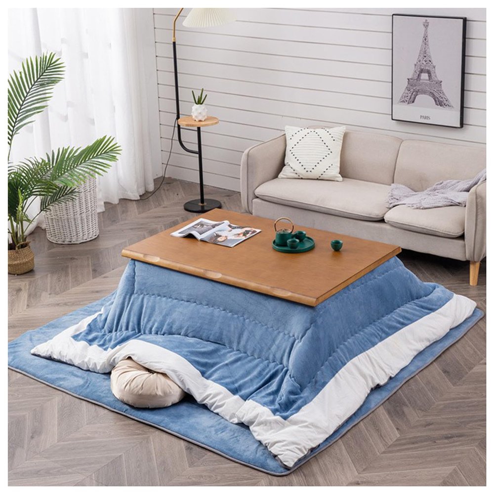 ARMERI Winter Kotatsu Table Set, Japanese Folding Heated Table with Heater, Blanket, and Futon Mat