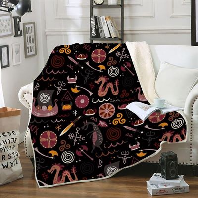 WIKINGER Sherpa Fleece Throw Blanket, 150 x 200 cm, Soft Microfiber, Warm 3D Cartoon Design