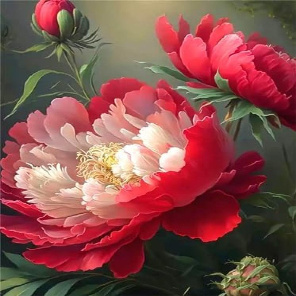 Wingkin Red Peony Stamped Cross-Stitch Kit, 11-Count, 40 x 50 cm