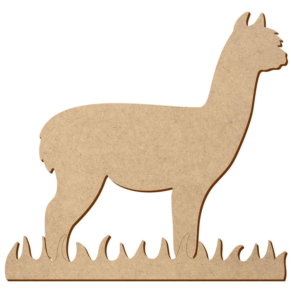 MDF Alpaca in Grass – 5–50 cm Craft Décor