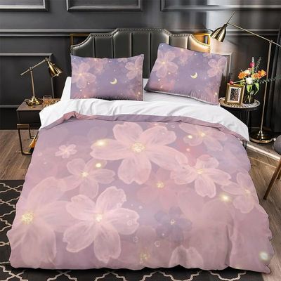 Dark Pink Floral Reversible Bedding Set, 200 x 200 cm
