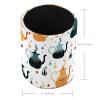 Leather Pen Holder, Round Desk Organizer for Fountain Pens, Teapot Pattern, 8 x 10 cm view 3