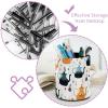 Leather Pen Holder, Round Desk Organizer for Fountain Pens, Teapot Pattern, 8 x 10 cm view 4