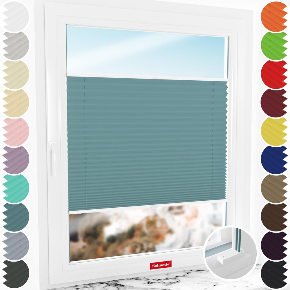 Schuette Thermal Pleated Blind, Screw-Fit, Teal Aura Blue, 130 x 230 cm