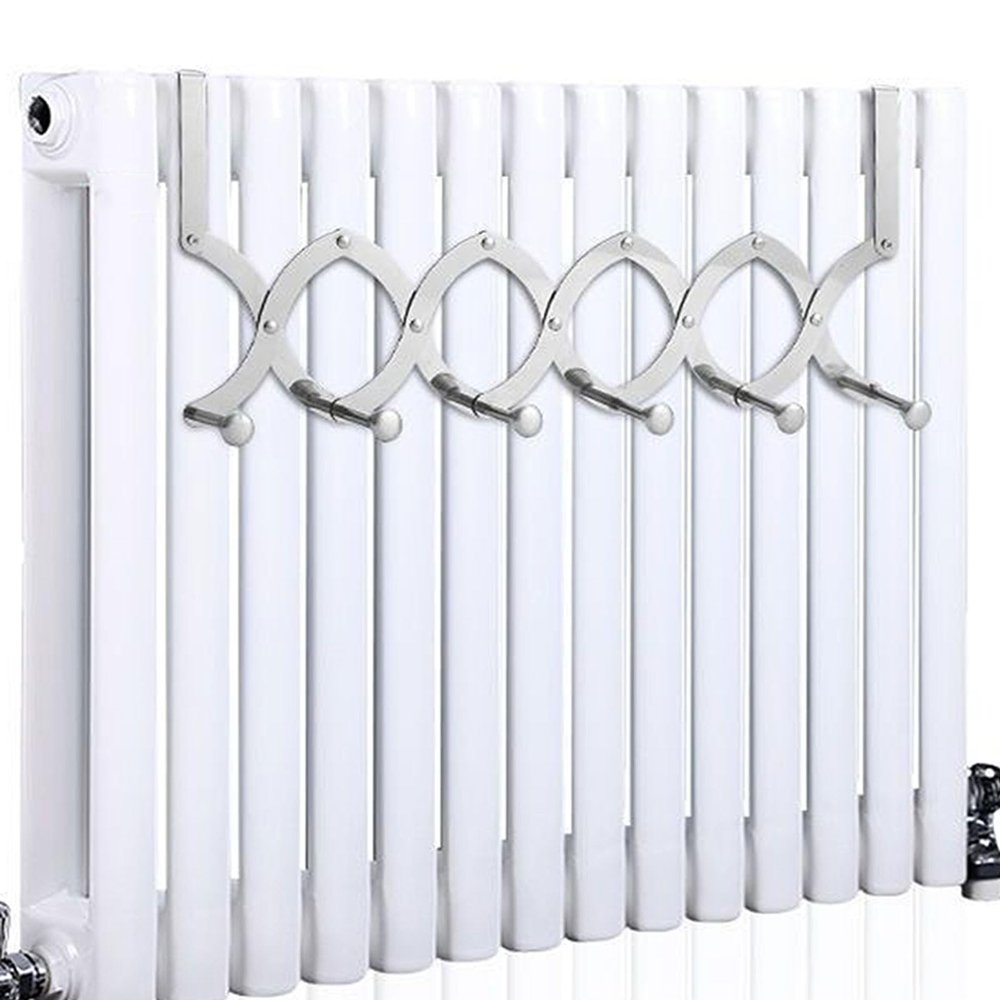 AHDFY Expandable Stainless Steel Radiator Clothes Airer, Space-Saving Hanging Dryer, 10.5–57 cm, 6 Hooks