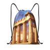 DEHIWI Greece History Buildings Drawstring Backpack, Gym String Bag for Women, Black, M view 1