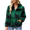 CABULE Long-Sleeve Lapel Street-Style Plaid Garment with Horn Buttons, Gray, S view 3