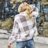 CABULE Long-Sleeve Lapel Street-Style Plaid Garment with Horn Buttons, Gray, S view 4