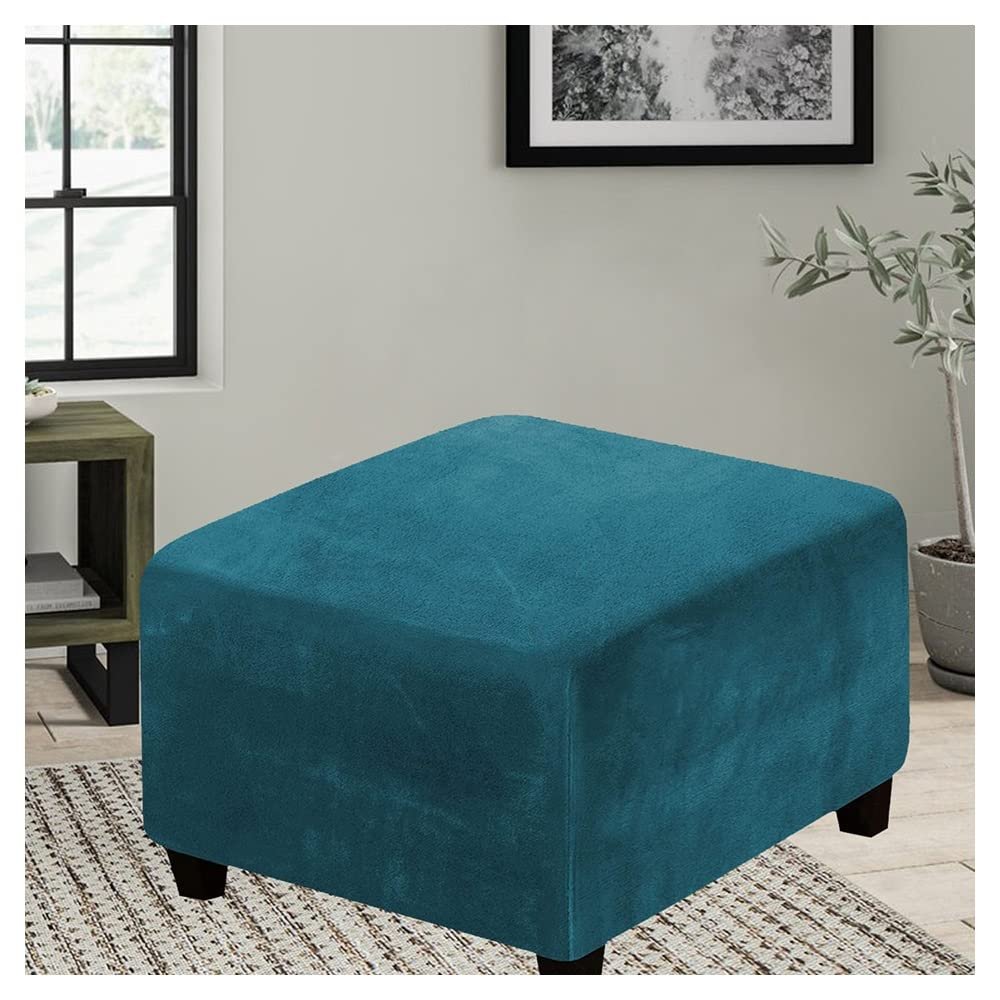 ELYSYSRL Square Ottoman Cover, Stretch Stool Slipcover, 95 x 95 cm/38 x 38 in, #19