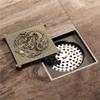 Square Antique Brass Vintage Carved Floor Drain Cover view 2
