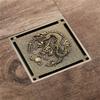 Square Antique Brass Vintage Carved Floor Drain Cover view 3