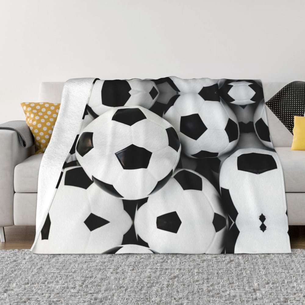 ESASAM Football-Printed Anti-Pilling Flannel Blanket, Super Soft, Comfortable and Warm
